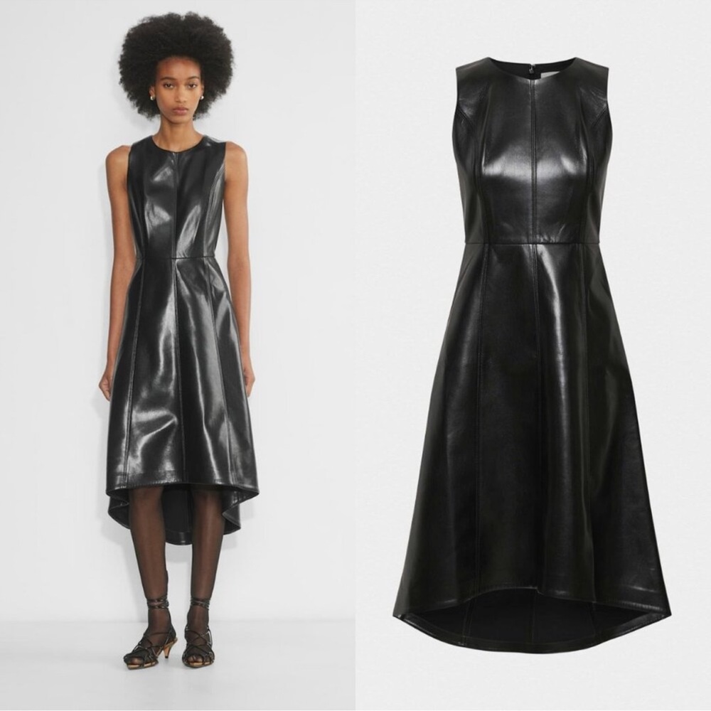Wilfred Black Sleeveless High-Low Faux-Leather Dress